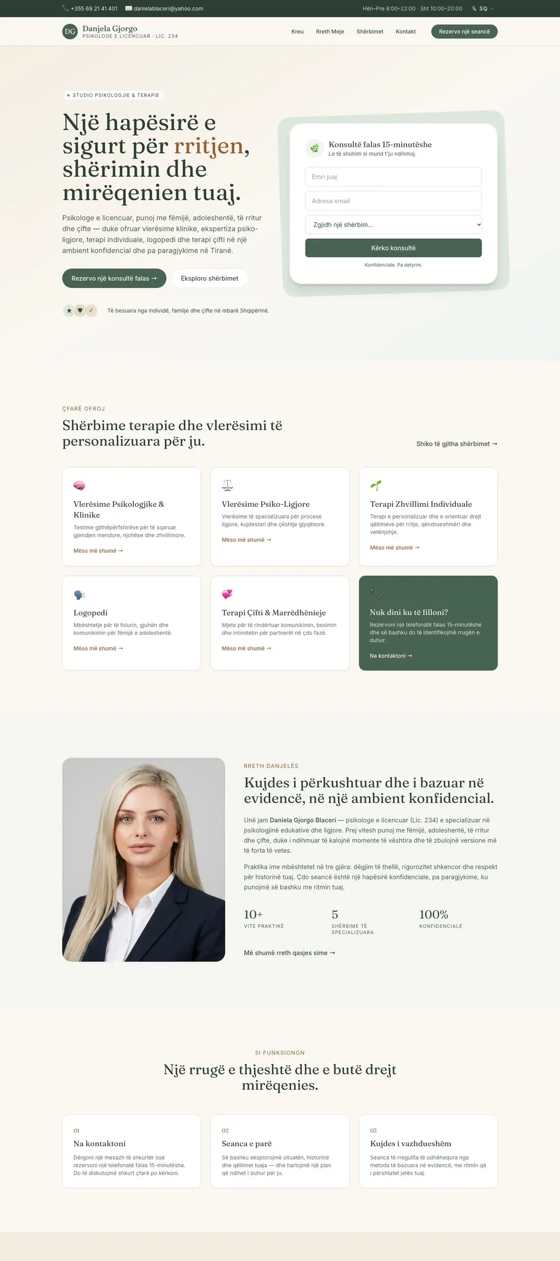 Danjela Gjorgo website homepage
