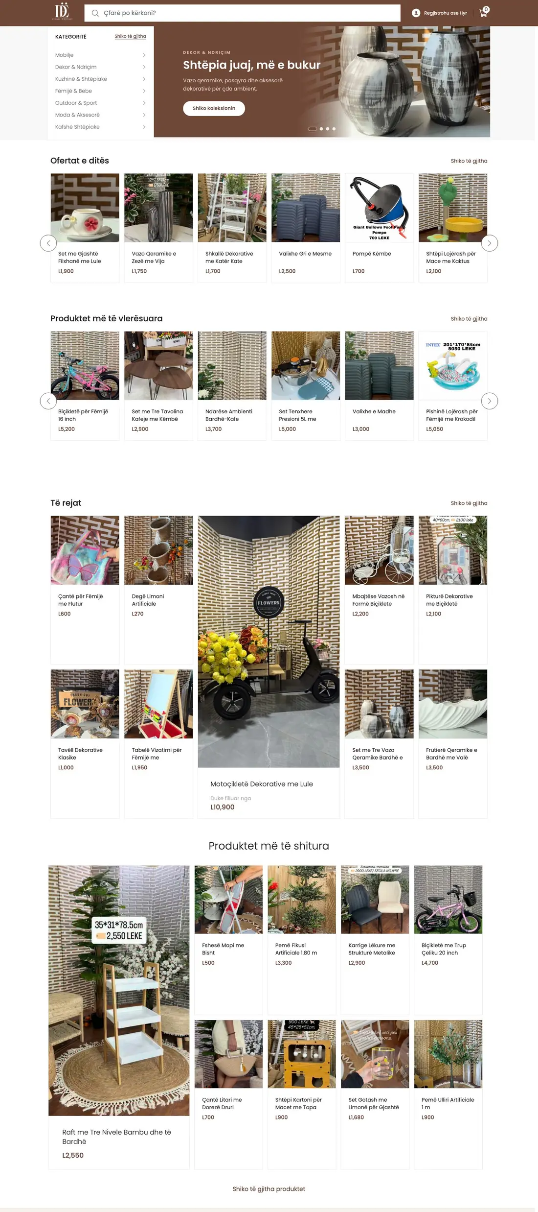 Dyqani i Ëndrrave website homepage